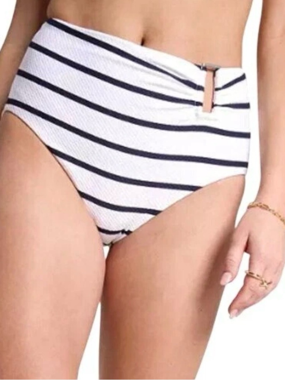 CALIA by Carrie Underwood Striped High Rise Swim Bottoms